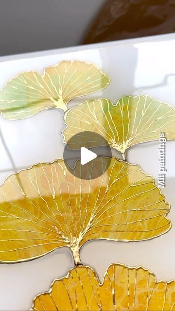 Gold Leaf Art Ideas, Ginkgo Art, Lippan Art, Paintings Artwork, Instagram Autumn, Painter Artist, Foil Art, Fluid Painting, Autumn Vibes