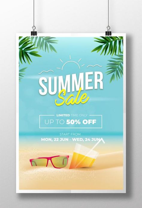 Summer Sale Poster Design, Sunglasses Poster Design, Summer Poster Design, Summer Xmas, Summer Sale Poster, Lemon Press, Summer Template, Summer Promotion, Sale Logo