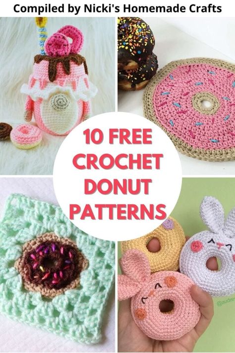 Discover 10 irresistible donut crochet patterns that are absolutely free! From classic glazed to colorful sprinkles, craft your own cozy collection of delicious crochet donuts that will sweeten up your home décor and make delightful handmade gifts. Crochet Donut Pattern, Donut Crochet, Crochet Donut, Making Donuts, Donut Pillow, Crochet Dreams, Colorful Donuts, Donut Pattern, Cute Donuts