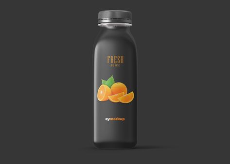 Free Black Juice Bottle Mockup - https://www.eymockup.com/download/free-black-juice-bottle-mockup/ #juicebottle #eymockup #psd #mockup #download Bottle Mockup Free, Juice Bottle Mockup, Juice Carton, Cap Mockup, Free Packaging Mockup, Luxury Packaging Design, Juice Bottle, Black Packaging, Juice Box