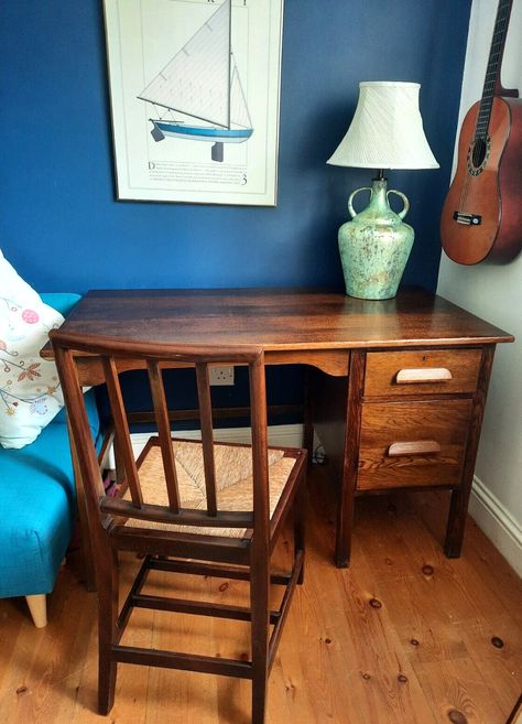 Vintage 1950's Oak Two Drawer Teachers Writing Desk King Edward Vii, Student Desks, King Edward, Office Furniture Desk, Writing Desk, Right Hand, Vintage 1950s, Office Furniture, Office Desk