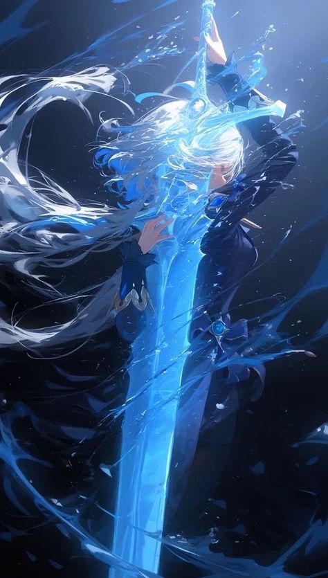 Hydro Aesthetic, Hydro Archon, Genshin Fanart, Wallpapers Anime, Waves Wallpaper, Cool Anime Backgrounds, Character Wallpaper, Dreamy Art, Okra