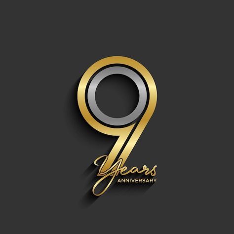 Vector 9th anniversary logo design doubl... | Premium Vector #Freepik #vector #9-logo #anniversary-template #logo #anniversary-logo Anniversary Logo Design, Anniversary Template, 9 Logo, Number Logo, Golden Number, 9th Anniversary, Logo Number, Anniversary Logo, Vector Template