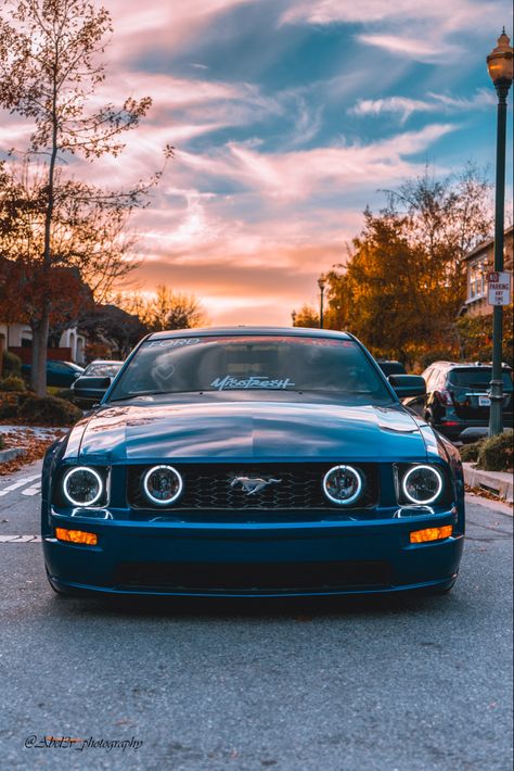 2005 mustang gt with a beautiful susnet and blue sky 2007 Mustang Gt, 05 Mustang, 2005 Mustang Gt, S197 Mustang, 2022 Ford Mustang, 2005 Mustang, Ford Mustang Wallpaper, Mustang Interior, Mustang 2005