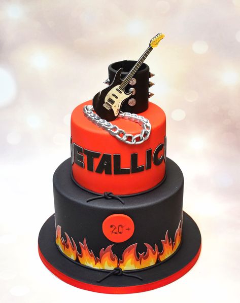 Metallica cake by vargasz Metal Birthday Cake, Metallica Cake, Gothic Cake, Rock And Roll Birthday, Rock Star Birthday, Rock Cake, 50th Cake, Monster Cake, Birthday Cakes For Women