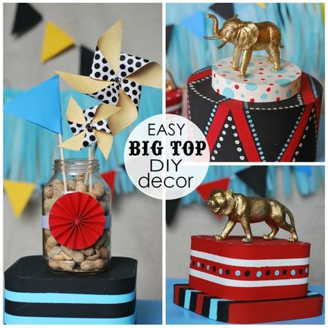 DIYCircusCenterpiece Circus Theme Centerpieces, Circus Party Centerpieces, Circus Centerpieces, Carnival Centerpieces, Vintage Circus Theme, Themed Centerpieces, Carnival Decorations, Prom Themes, Work Holiday Party