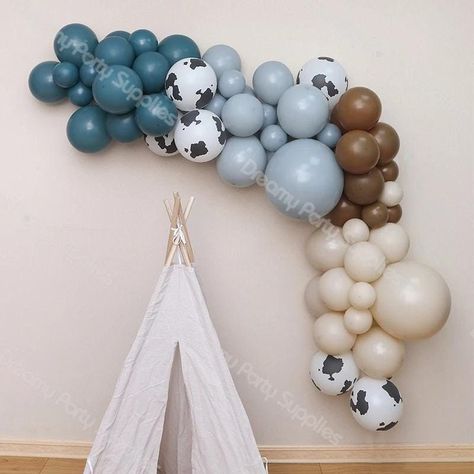 ✨ Transform Your Party with a Stunning Balloon Arch Kit! 🎈 Elevate your celebration with our 103pcs Farm Theme Balloons Garland Kit! featuring a stunning mix of Slate Blue, Natural Sand Color, Macaron Grey, Caramel & Cow balloons. This balloon arch kit is the perfect decor to make your baby shower, gender reveal, birthday party decoration, bridal shower or wedding decoration truly unforgettable.  🎉 What's Included 🎉 103pcs Balloons Garland Kit Combination: * Slate Blue (5inch*10pcs, 10inch*15pcs)  * Natural Sand Color (5inch*10pcs, 10inch*15pcs, 18inch*1pc)  * Macaron Grey (5inch*10pcs, 10inch*15pcs, 18inch*1pcs)  * Caramel Balloon (5inch*10pcs, 10inch*10pcs)  * Cow Balloon (12inch*6pcs) * Free Assembly Tools: 1 Roll of Glue, Balloon Chain, and Hook Material: Made from high-quality late Brown And Blue Balloon Arch, Western Balloon Arch, Cow Balloons, Cow Print Balloons, Blue Balloon Arch, Balloon Arch Kit, Balloon Chain, Blue Balloon, Farm Theme