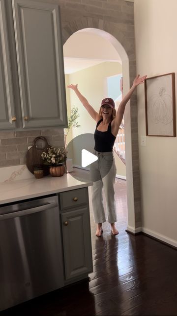 Andrea Morgan on Instagram: "Yall this kitchen has been a labor of love & it’s came along way since the DARKNESS of the cabinets + backsplash + countertops combined. Now don’t get me wrong I love me some D A R K wood but the floors now get to show off rather than compete with everything else in here… what do y’all think?! 🪵

** The details of all of my projects can always be found in story highlights or just ask a ? in the comments below. 🫶🏼

#diymom #diylife #diyhomeprojects #homeimprovement" Countertop Corners, Countertop Overhang, I Love Me, Mom Diy, Diy Life, Story Highlights, The Darkness, Kitchen Countertops, Love Me