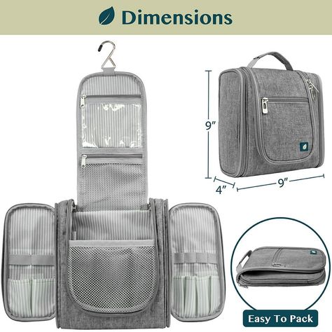 PAVILIA Hanging Toiletry Bag for Women Men, Travel Toiletry Bag Organizer for Toiletries, Cosmetics, Makeup Bag with Mesh, Water Resistant Pockets (Grey) - Walmart.com Tsa Approved Toiletries, Travel Size Items, Toiletry Bag Women, Hanging Toiletry Bag, Large Travel Bag, Travel Toiletry Bag, Travel Bags For Women, Bag Organizer, Travel Toiletries