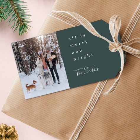 Minimal Christmas Scandinavian Forest Green Photo Gift Tags Scandinavian Forest, Photo Gift Tags, Placeholder Image, Gray Photo, Christmas Scandinavian, Small Terrier, Minimal Typography, Minimal Christmas, Scandi Christmas