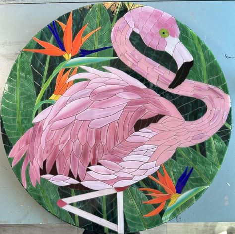 Mosaics - ideas, photos and advice | I finished this mosaic about a month ago but I have not put any grout on it | Facebook Flamingo Wall Art, Mosaic Projects, Grout, Mosaic Art, A Month, Flamingo, Mosaic, Thank You, Film