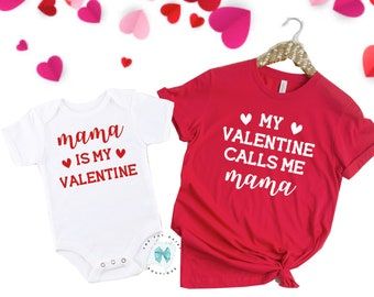 Mommy And Me Valentine Shirts, Valentines Day Gifts For Mom, Mom And Daughter Matching Outfits, Baby Valentines Day, Baby Valentines, 21st Birthday Shirts, Valentine Shirts, Mommy Daughter Outfits, Mom And Daughter Matching