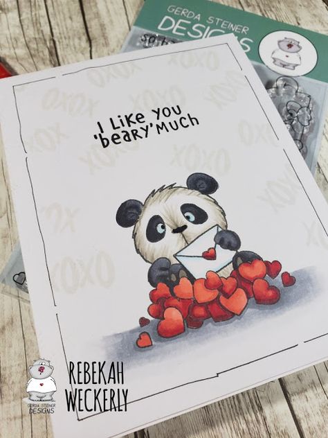 Panda Cards Handmade, Animal Cards Handmade, Panda Birthday Cards, Valentines Day Cards Handmade, Anklets Diy, Panda Card, Anniversary Cards For Him, Handmade Gifts For Boyfriend, Cards Valentines