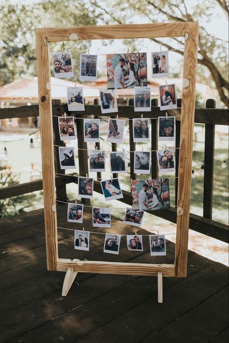 Graduation Picture Display, Graduation Party Picture Display, Graduation Party Pictures, Diy Photo Display, 40th Anniversary Party, Blue Deck, Wedding Photo Display, Senior Graduation Party, Graduation Open Houses