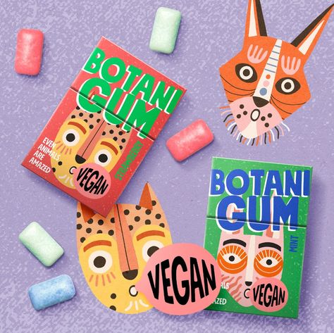 Bubble Gum Branding, Gum Packaging, Gum Brands, Snacks Packaging, Bubble Yum, Kids Packaging, Snack Packaging, Naive Illustration, Food Branding