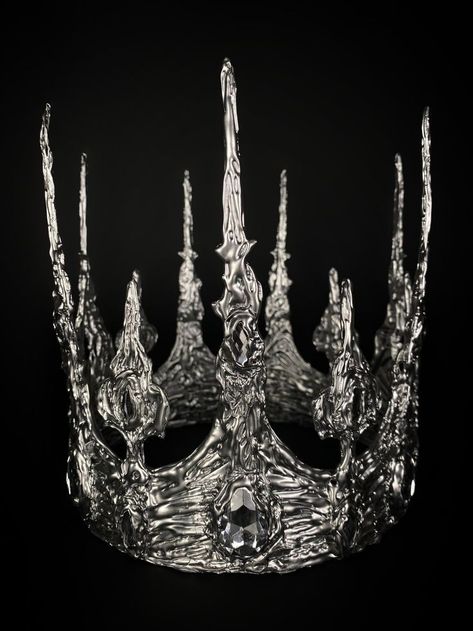 Crowning Aesthetic, Persephone Iron Crown, Crowns For Queens, Silver Crown Men, Silver Crown Aesthetic, Lightning Crown, Hades Crown, Crown Concept Art, Fantasy Crown Queens