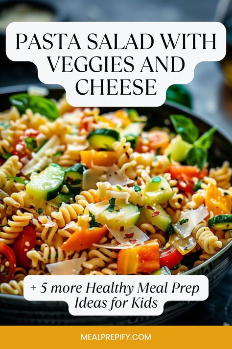 A pasta salad loaded with fresh vegetables and cheese, highlighting healthy meal prep options for kids. Salad With Veggies, Easy Food Prep, Healthy Recipes For Kids, Healthy Meal Prep Recipes, Healthy Meal Prep Ideas, Meal Prep For Beginners, Meal Prep Recipes, Oatmeal Cups, Meal Prep Ideas