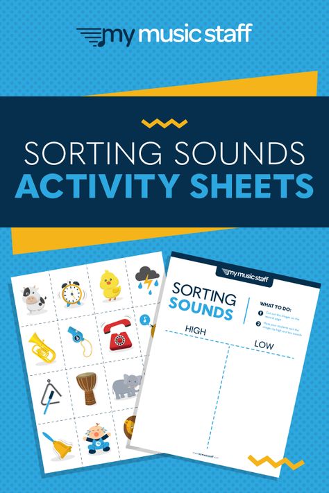 If you've got younger students learning the difference between high and low sounds, this is the activity for you! Simply cut out the images and have your students sort the sounds. A great activity for one-on-one or group lessons! Teaching Business, Music Theory Worksheets, Music Worksheets, Music Student, Piano Teaching, Music Centers, Music Activities, Piano Lessons, Elementary Music