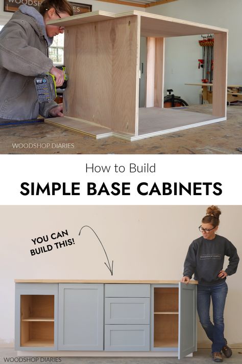 How to Build Base Cabinets with Face Frames Plywood Kitchen Cabinets, Diy Pantry Cabinet, Diy Kitchen Cabinets Build, Face Frames, Building Kitchen Cabinets, Diy Cabinet Doors, Plywood Kitchen, Kitchen Base Cabinets, Cabinets Design