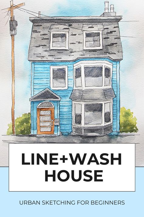 Line and Wash for Beginners Pen Art Buildings Architectural Sketches, Pen And Wash, House Sketch, Sketches Tutorial, Pen And Watercolor, Step By Step Painting, Watercolor Sketch, Pen Art, Urban Sketching