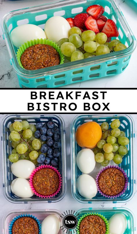 Breakfast Bistro Box - The Schmidty Wife Diy Breakfast Lunchables, Mom Lunch, Diy Lunchables, Bento Meals, Bistro Box, Adult Lunchables, Healthy Breakfast Meal Prep, Delicious Meal Prep, Prep Breakfast