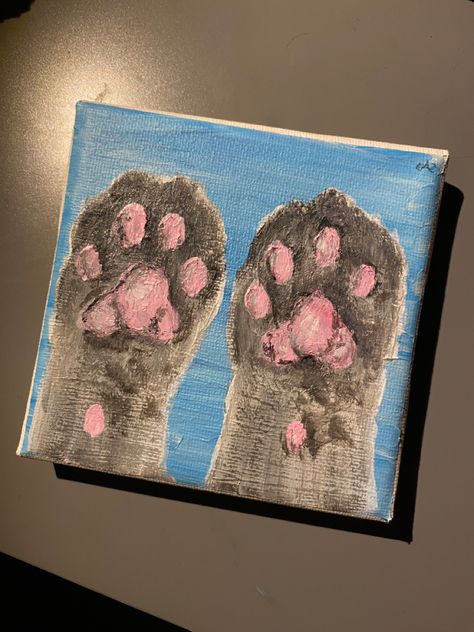 Cat Paw Painting, Paw Painting, Cat Paw, Cat Paws, Painting Ideas, Acrylic Painting, Drawings, Canvas, Art