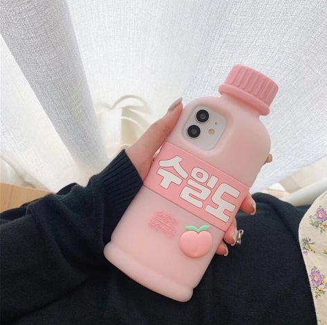 Peach Drinks, Kawaii Iphone Case, 3d Phone Cases, Bubble Milk Tea, Peach Juice, Pink Cases, Pink Drinks, Sweet Peach, Silicone Phone Case