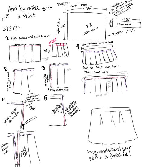 TUTORIAL: make a pleated skirt by YinYuHua.deviantart.com Making A Pleated Skirt, Tanzanian Fabric, Skort Sewing Pattern, Starting A Clothing Business, Pleated Skirt Pattern, Sewing Patterns Skirt, Knife Pleated Skirt, Skirt Pattern Free, Pleated Denim Skirt