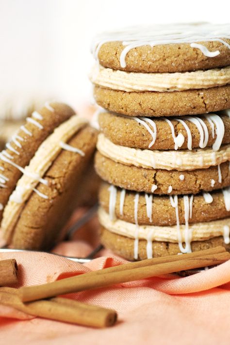 Pumpkin Ginger Sandwich Cookies Ginger Sandwich, Pumpkin Chip Cookies, Deer Sausage, Pumpkin Cookies Easy, Pumpkin Buttercream, Pumpkin Chip, Chewy Ginger Cookies, Pistachio Cookies, Leftover Pumpkin