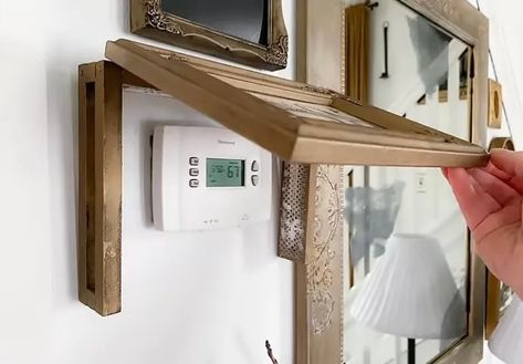 DIY Thermostat Cover | Hometalk Diy Thermostat Cover, Thermostat Frame, Space Saving Ideas For Home, Thermostat Cover, Diy Picture Frame, Upcycle Decor, Front Rooms, Diy Picture Frames, Upcycled Home Decor