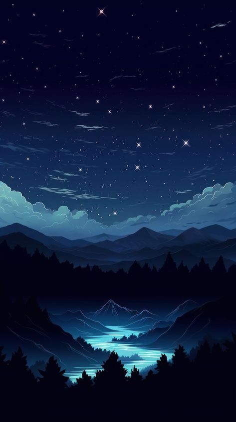 Midnight sky landscape outdoors nature | premium image by rawpixel.com / Tang Mountain Iphone Wallpaper, Dark Night Background, Night Sky Mountains, Anime Iphone Wallpaper, Night Nursery, Mountains At Night, Nighttime Sky, Android Wallpaper Dark, Iphone Wallpaper Hd