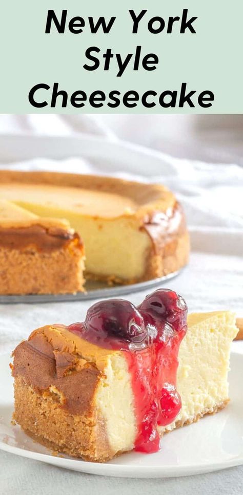 New York Style Cheesecake Recipe - Pear Tree Kitchen New York Style Cheesecake Recipe, Baking Cheesecake, Beautiful New York, New York Style Cheesecake, Food C, New York Cheesecake, Beautiful Desserts, Pear Tree, Cheesecake Recipe