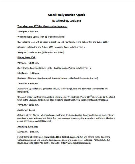 Family Reunion Itinerary, Itinerary Template Free, Introduction Activities, Agenda Ideas, Ben Johnson, Meeting Agenda Template, Family Reunion Planning, Meeting Agenda, Family Meeting