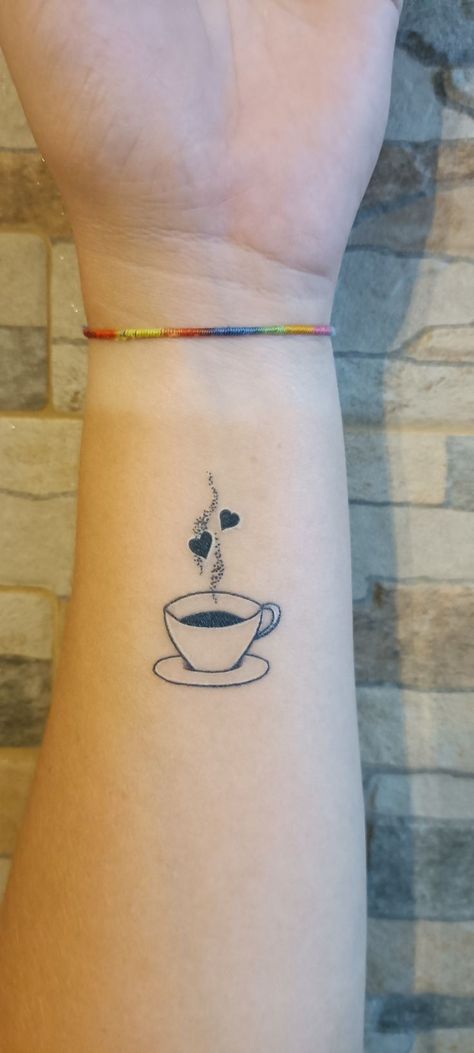 Coffee And Wine Tattoo, Coffee Tattoo Design, Cup Of Coffee Tattoo, Tea Tattoo Ideas, Tea Tattoos, Cup Of Tea Tattoo, Tea Cup Tattoo, Tattoo Amigas, Coffee Cup Tattoo