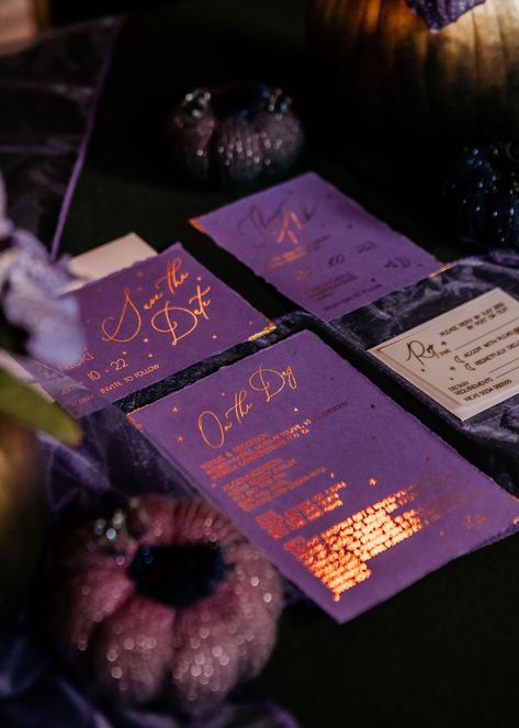 Purple Celestial Aesthetic, Gothic Purple Wedding, Celestial Halloween, Celestial Wedding Theme, Gothic Wedding Theme, Celestial Aesthetic, Purple Wedding Inspiration, Stars Wedding, Purple Wedding Ideas