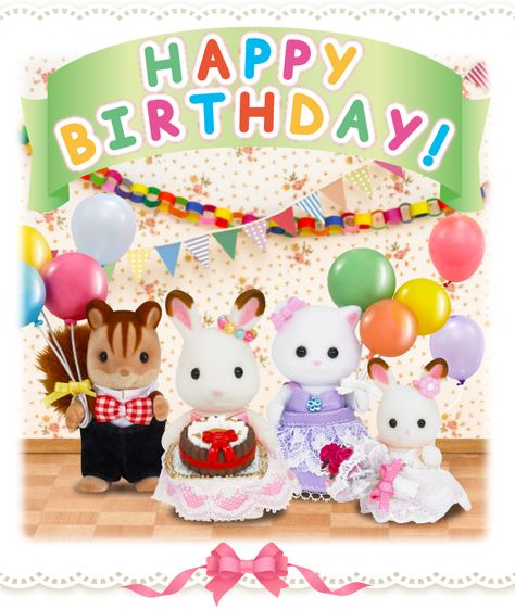 Calico Critters Birthday, Happy Birthday Theme, Sylvanian Family, Bday Invitations, Birthday Party Decorations Diy, Calico Critters, Family Birthdays, Sylvanian Families, Family Parties