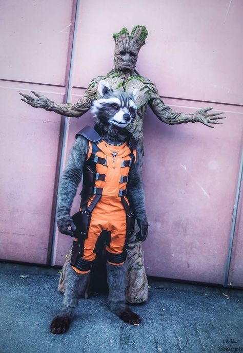 Groot Cosplay, Rocket Raccoon Costume, Rocket Cosplay, Rocket Costume, Groot And Rocket, Raccoon Costume, Rocket Raccoon, Lightning Mcqueen, Guardians Of The Galaxy