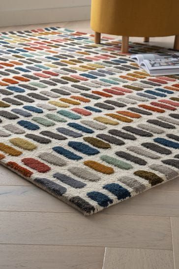 Multicoloured Sketch Rug Hall Living Room, Hall And Living Room, Living Room Bed, Bed In Living Room, Artisan Rugs, Room Bed, House Beautiful, Pile Rug, Handmade Wool Rugs