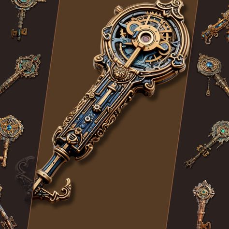 Unlock a world of creativity with our Steampunk Key Clipart Bundle. This collection showcases a captivating array of intricately designed mechanical keys, perfectly blending the charm of steampunk aesthetics with the allure of antique keys. Each clipart image is provided with a transparent background, allowing for seamless integration into your digital and print projects. Explore the enchanting fusion of Victorian elegance and mechanical ingenuity through these unique steampunk key designs. WHAT YOU GET: *A diverse selection of 25 high-quality steampunk key clipart images with transparent backgrounds. *High-resolution files at 400 DPI for exceptional detail and print quality. *Instant digital download after purchase. Please note that this is a digital product, and no physical items will be Key Clipart, Key Designs, Air Force One Shoes, Steampunk Key, Victorian Elegance, Magic Key, Environment Props, Website Graphics, Professional Graphic Design