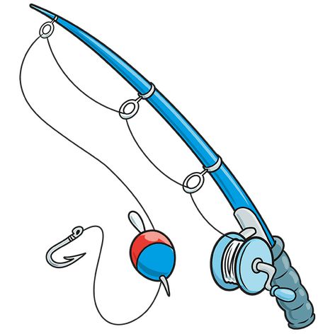 Easy Fishing Drawing, How To Draw Fishing Pole, Fishing Pole Drawing, Fishing Rod Drawing, Cartoon Fishing Rod, Fishing Pole Clipart, Pool Drawing, Fishing Clipart, Baby Food Jar Crafts