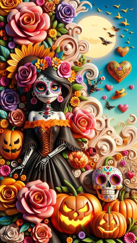 New iPhone Wallpapers New Iphone Wallpapers, Halloween Iphone Wallpapers, Skull Wallpaper Iphone, Sugar Skull Wallpaper, Day Of The Dead Party, Cute Backgrounds For Iphone, Bubbles Wallpaper, Sugar Skull Art, Halloween Wallpaper Iphone