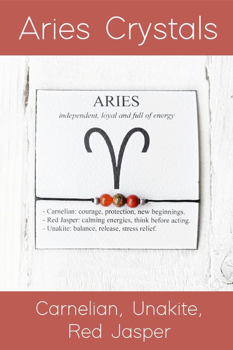 Aries Gemstone Bracelet with beads on string Aries Birthstone, Aries Bracelet, Minimal Bracelet, Zodiac Aries, March Birthstone, Birthstone Gifts, Red Jasper, March Birth Stone, Self Confidence