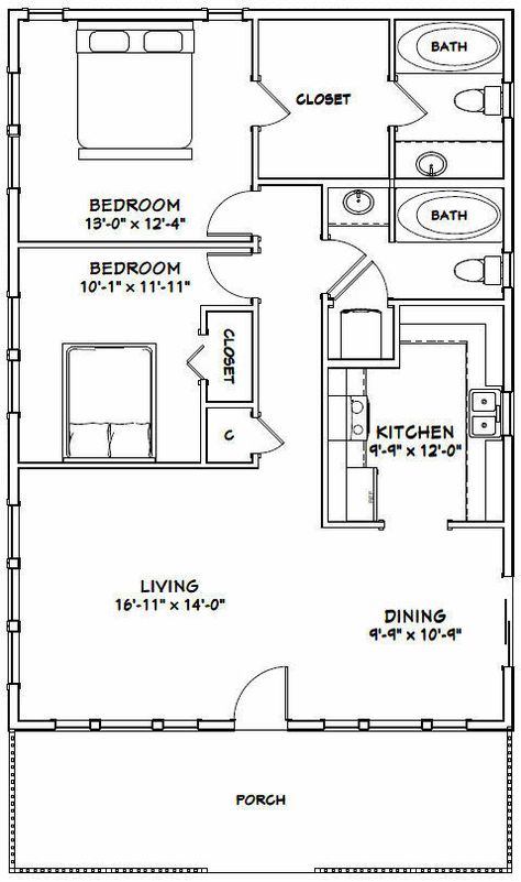 28X40 HOUSE -- 2 Bedroom 2 Bath -- PDF Floor Plan -- 1,120 sq ft -- Model 1C - $29.99 | PicClick Apaneca, Cottage Floor Plans, Cabin Floor, 2 Bedroom House Plans, Cabin Floor Plans, Small House Floor Plans, Cabin House Plans, Tiny House Floor Plans, 2 Bedroom House