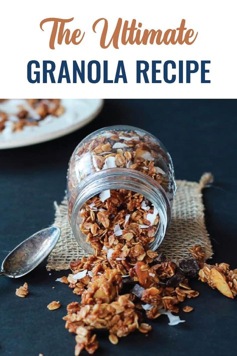 Joyful Healthy Eats, Homemade Granola Healthy Clean Eating, Almond Joy Granola Recipe, Vanilla Almond Granola Recipe, Homemade Almond Joy, Granola Easy, Chocolate Almond Granola, Healthy Granola Recipe, Unsweetened Granola Recipe