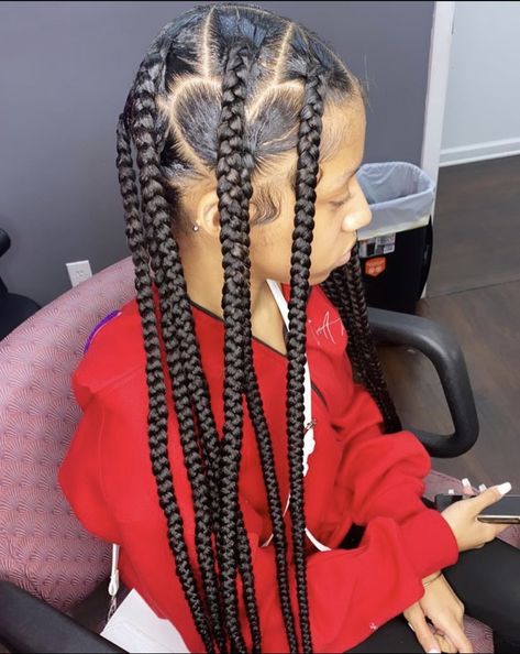 Knotless Braids With Heart, Braids With Heart, Sleek Braided Ponytail, Future Hairstyles, Black Kids Braids Hairstyles, Pretty Braids, Big Box Braids Hairstyles, Feed In Braids Hairstyles, Curls Hairstyles