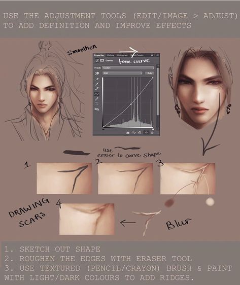 Scar Tutorial Drawing, Scar Tutorial, Vfx Tutorial, Tutorial Drawing, All This Time, Pencil Crayon, Dark Colors, Drawing Tutorial, Digital Painting