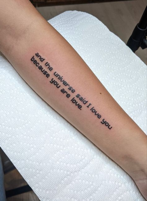 Despite Everything Its Still You Tattoo, End Poem Tattoo, Dsmp Tattoo, Minecraft End Poem, Radiohead Tattoo, Poem Tattoo, Funky Tattoos, Linen Wide Leg Pants, Cute Little Tattoos