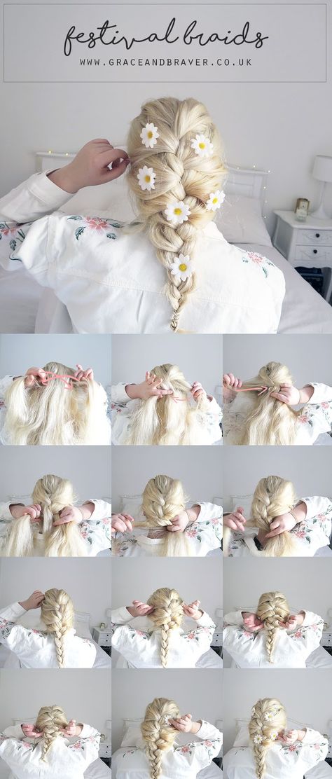 Easy French braid and Space buns Tutorial | Grace & Braver Dutch Braid Space Buns, One French Braid, Braid Space Buns, Space Bun Tutorial, Style With Braids, Space Buns Tutorial, Festival Hair Tutorial, Buns Tutorial, Easy French Braid