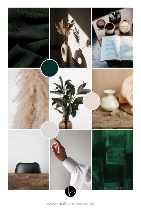 Emerald Green Instagram Feed, Emerald Colour Palette, Dark Green Mood Board, Dark Green Moodboard, Dark Green Branding, Dark Green Colour Palette, Brand Mood Board, Elegant Color Palette, Branding Mood Board Inspiration