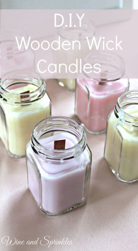 Wooden Wick Candles Diy, Crackle Candles, Bridal Shower Favors Diy, Diy Candles Easy, Inexpensive Wedding Favors, Yellow Candles, Wine Candles, Wooden Wick Candles, Diy Marble